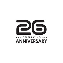 26th year anniversary emblem logo design template
