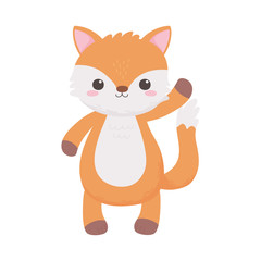 cute little fox animal standing cartoon isolated white background design