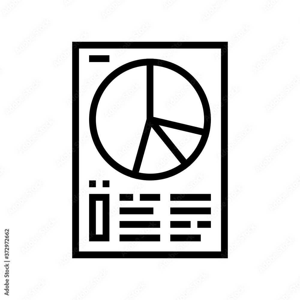 Poster diagram on paper list line icon vector. diagram on paper list sign. isolated contour symbol black il