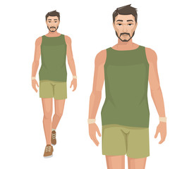 Fototapeta premium Asian men in gym clothes.vector eps10