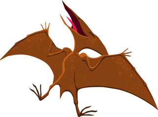Happy pterodactyl cartoon. Vector stylized isolated image.