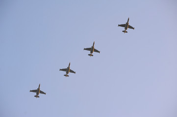 Warplanes air fighters flying in a sky