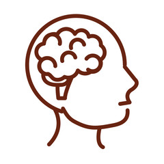human body profile brain anatomy organ health line icon style