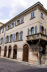 Fototapeta na wymiar Exterior of an old building on Garibaldi street in Verona, Northern Italy.