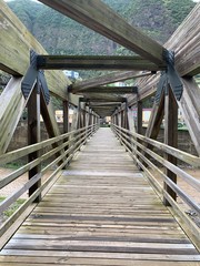 old wooden bridge in sao vicente, madeira island