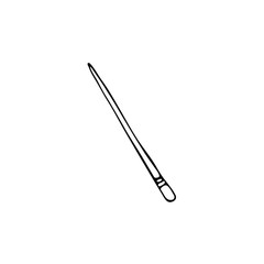 Doodle image of a magic wand. Vector for web, textile, decoration, stickers. Simple black and white picture. Halloween.