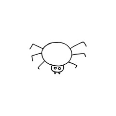 Doodle image of a spider. Vector for web, textile, decoration, stickers. Simple black and white picture. Halloween.