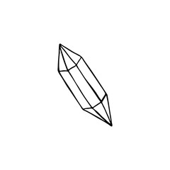 Doodle crystal image. Vector for web, textile, decoration, stickers. Simple black and white picture. Halloween.