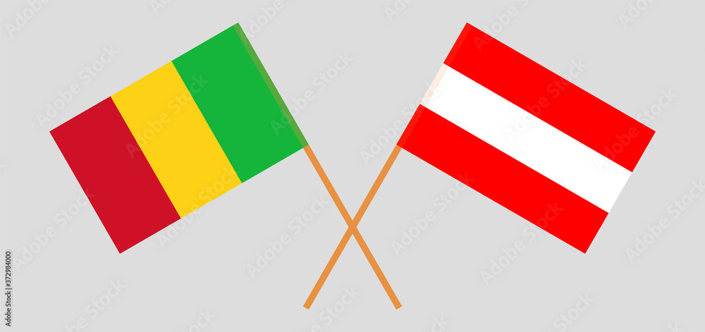 Wall mural Crossed flags of Mali and Austria