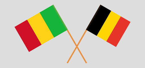 Crossed flags of Mali and Belgium
