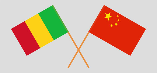Crossed flags of Mali and China