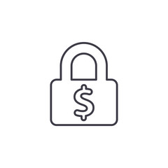 Lock dollar icon. Money protection, currency security vector. Line icon.