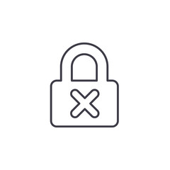 Lock with cross vector icon. Sign for mobile concept and web design. Password lock reject glyph icon. Symbol, logo illustration.