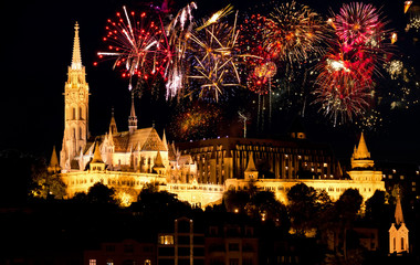 Fototapeta na wymiar Budapest Burgberg Feuerwerk