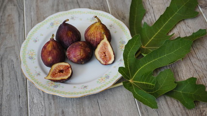 Figs Dish and Leaves