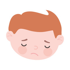 sad man cartoon character expression face isolated icon white background
