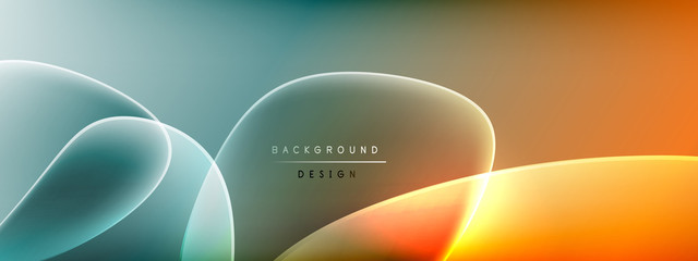 Vector abstract background - liquid bubble shapes on fluid gradient with shadows and light effects. Shiny design template for text