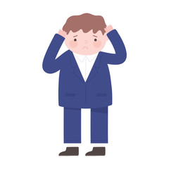 sad businessman with hands in head cartoon isolated icon white background