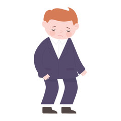 sad businessman cartoon character isolated icon white background