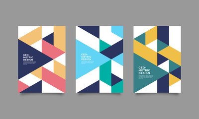 Flat geometric covers design. Colorful modernism. Simple shapes composition. Futuristic patterns.