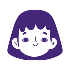 cartoon face girl female character isolated icon