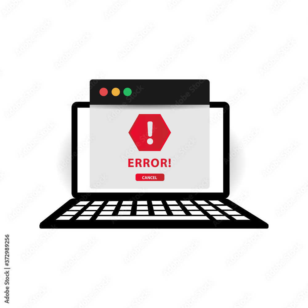 Poster illustration windows operation system error warning design isolated on white background