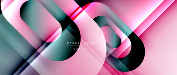 Vector geometric abstract background with lines and modern forms. Fluid gradient with abstract round shapes and shadow and light effects