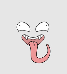 Funny face with long tongue