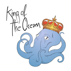 Design of king octopus and king of the ocean message