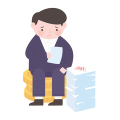 bankruptcy businessman on coins money business process financial crisis