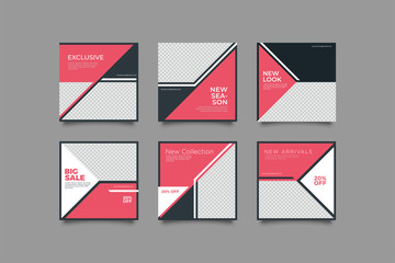 Editable Post Template Social Media Banners for Digital Marketing. Promotion Brand Fashion. Stories. Streaming. Vector Illustration - Vector