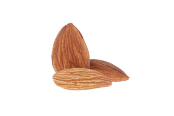 Almond isolated. Almonds on white background. Almond set. Full depth of field.