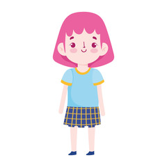back to school student girl with uniform cartoon isolated design