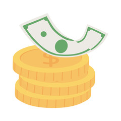 money coins banknote cash exchange isolated icon white background