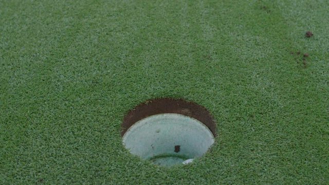 A putt goes in the hole. 