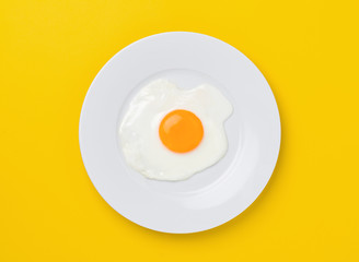 fried egg yellow background