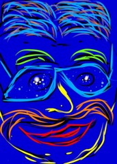 Colorful face on a blue background - Lilleaker 