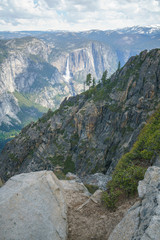 hiking the pohono trail to the taft point, yosemite national park, usa