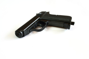 Black gun on a white background