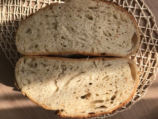 Sourdough bread cut