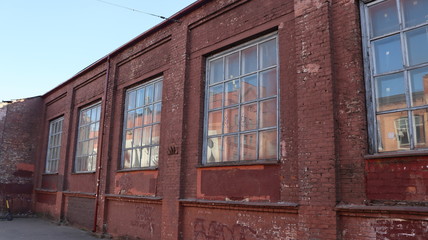abandoned factor y building with red brick