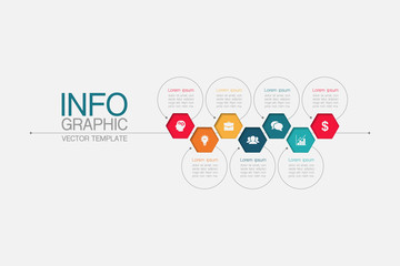 Vector infographic template with 7 steps or options. Data presentation, business concept design for web, brochure, diagram.