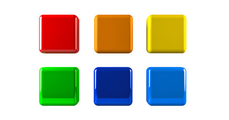 3d rendering, Mock up of applications and icon template set, blank empty space for your logo, shiny reflection texture,  isolated on white background.