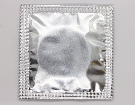 Mock up of a Packed condom on a white background