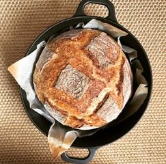 Homemade sourdough bread with rye, spelt and all-purpose flour