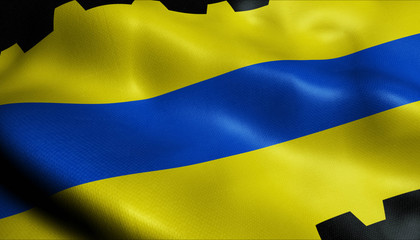 3D Waving Netherlands City Flag of Veenendaal Closeup View
