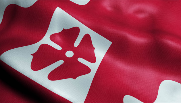 3D Waving Netherlands City Flag of Oudewater Closeup View