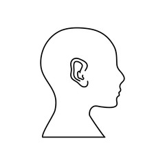 human body concept, profile head icon, line style