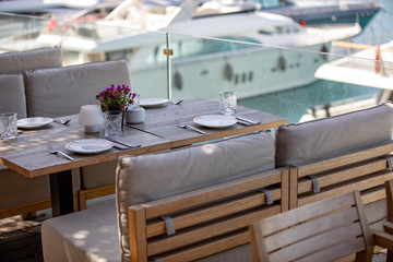 table setting in restaurant Marina