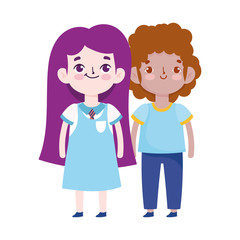 back to school, student boy and girl uniform cartoon elementary education